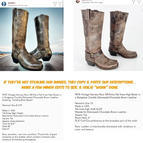 🛑 Buying Frye Vintage Boots? Read this! Cowboy Cowgirl Western Biker Moto Boots - Picture 9 of 16